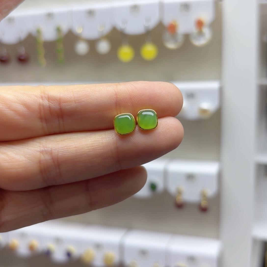 银S925镶嵌和田玉耳饰