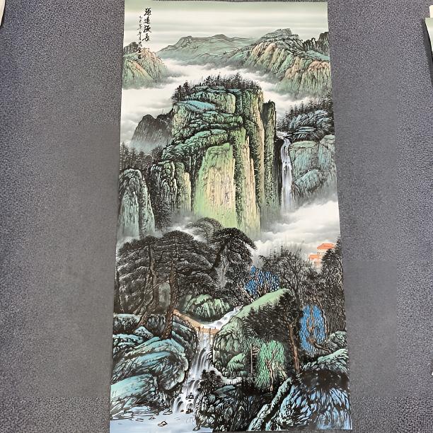 手绘中堂玄关国画中堂山水 140✖️70厘米