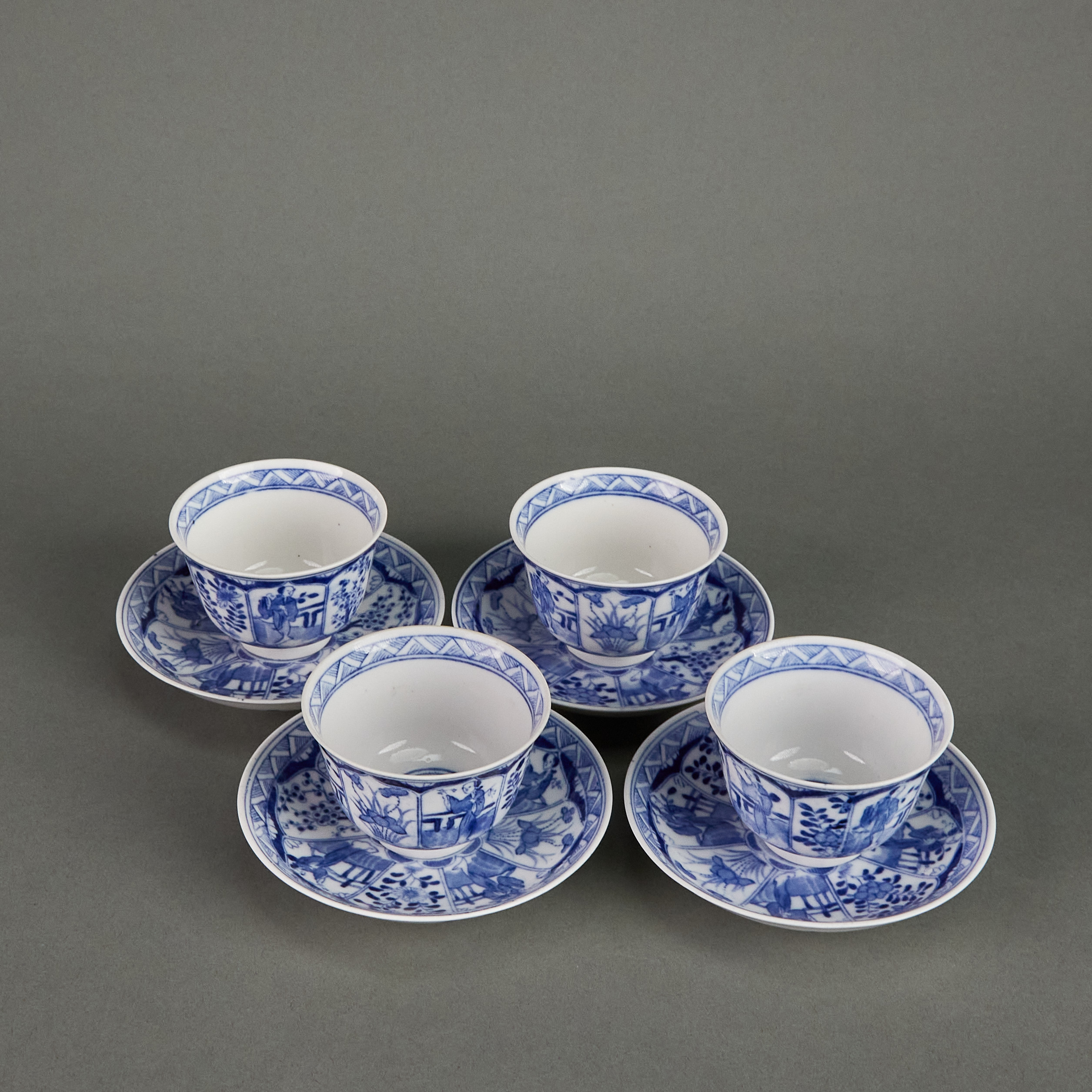 LOT 112923青花仕女纹杯碟一套