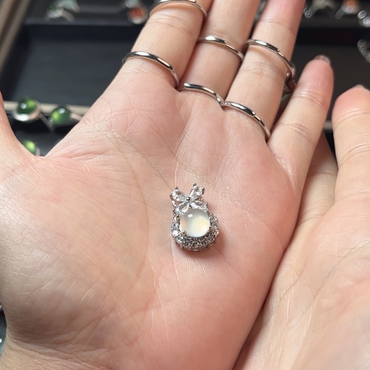 蛇纹石玉银S925镶嵌戒指