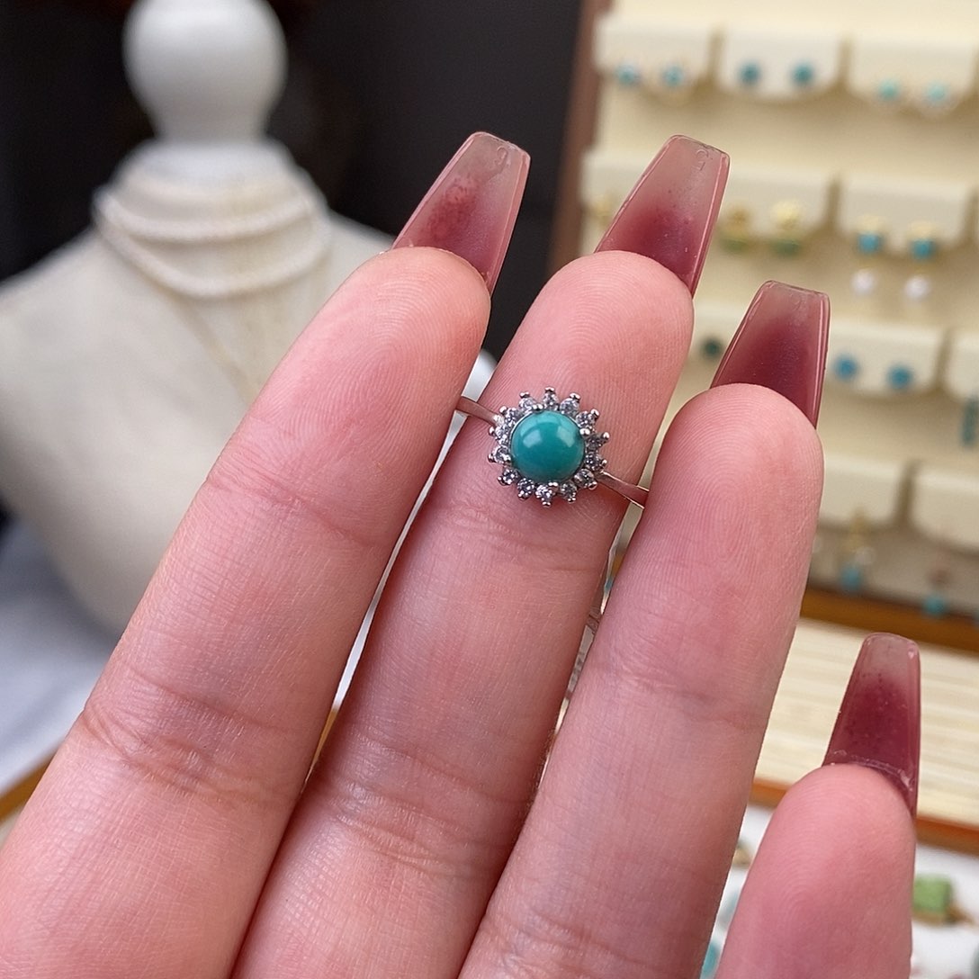 绿松石戒指银S925镶嵌
