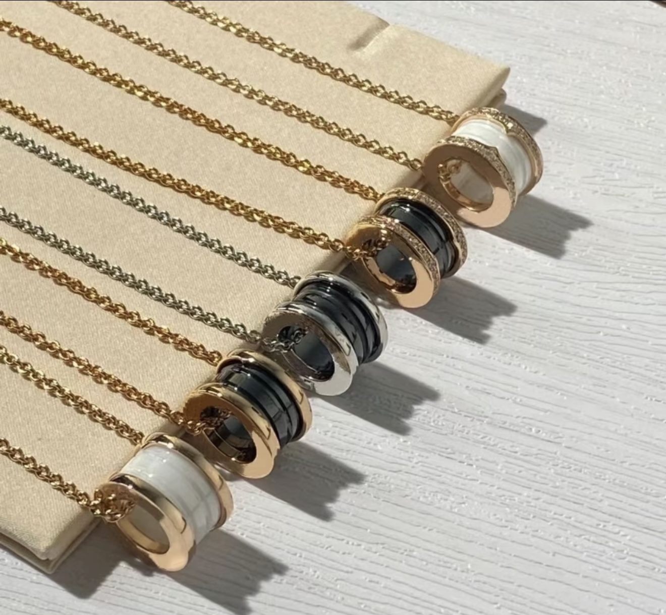 合金莫桑石项链 小蛮腰项链弹簧套筒精工CNC版简约简约轻奢坠链