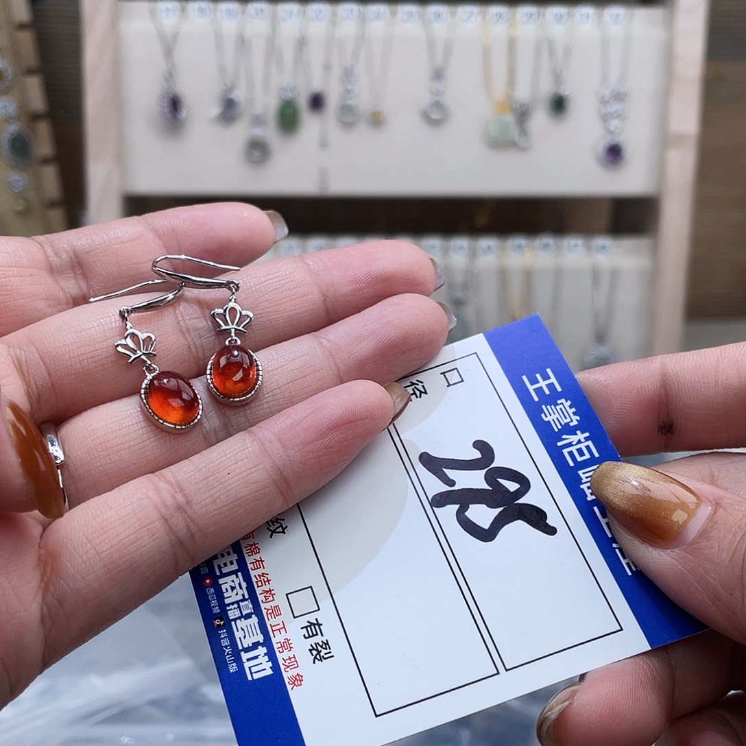 颈饰石榴石银S925镶嵌