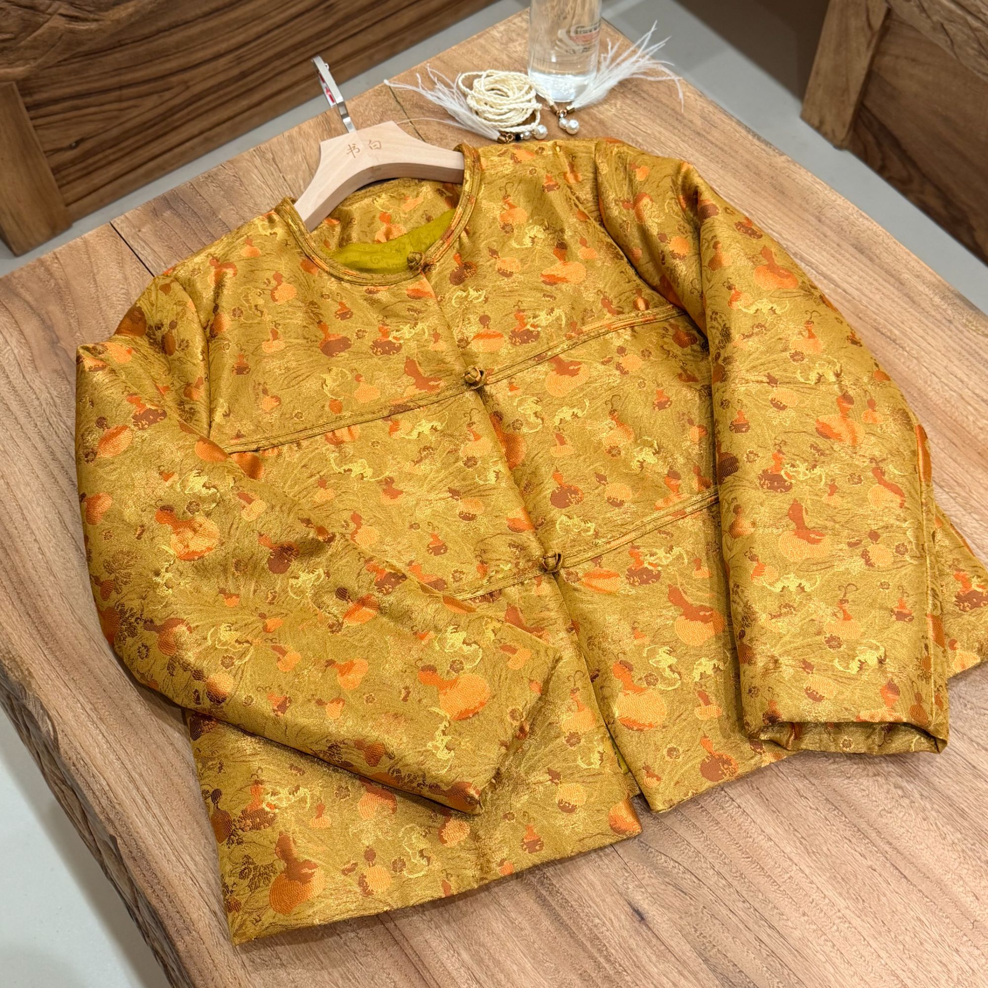 【琉璃】新中式桑蚕丝宝瓶葫芦琉璃浮光锦女式秋冬棉服贵气#82