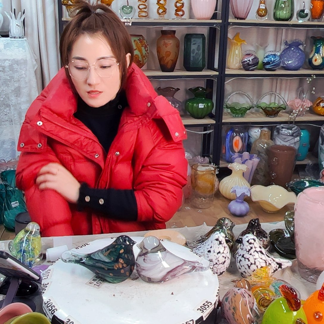 一对鸟家悦琉璃工艺品福利