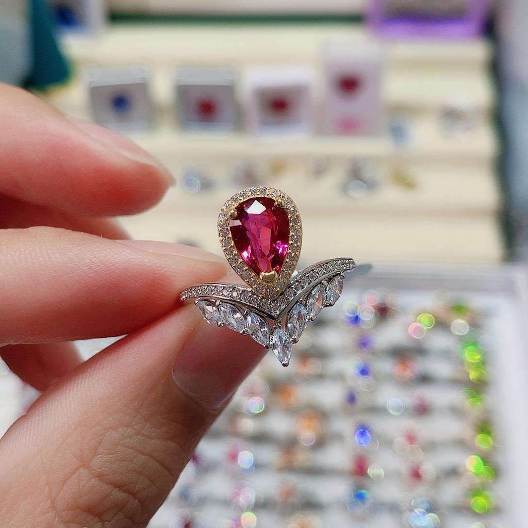 戒指戒指银S925镶嵌碧玺