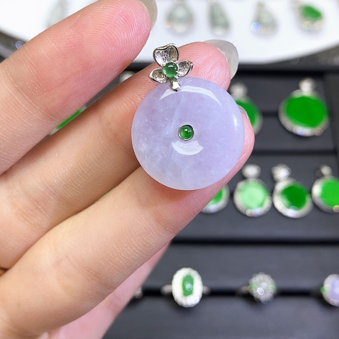 翡翠18K金镶嵌吊坠(不含链)