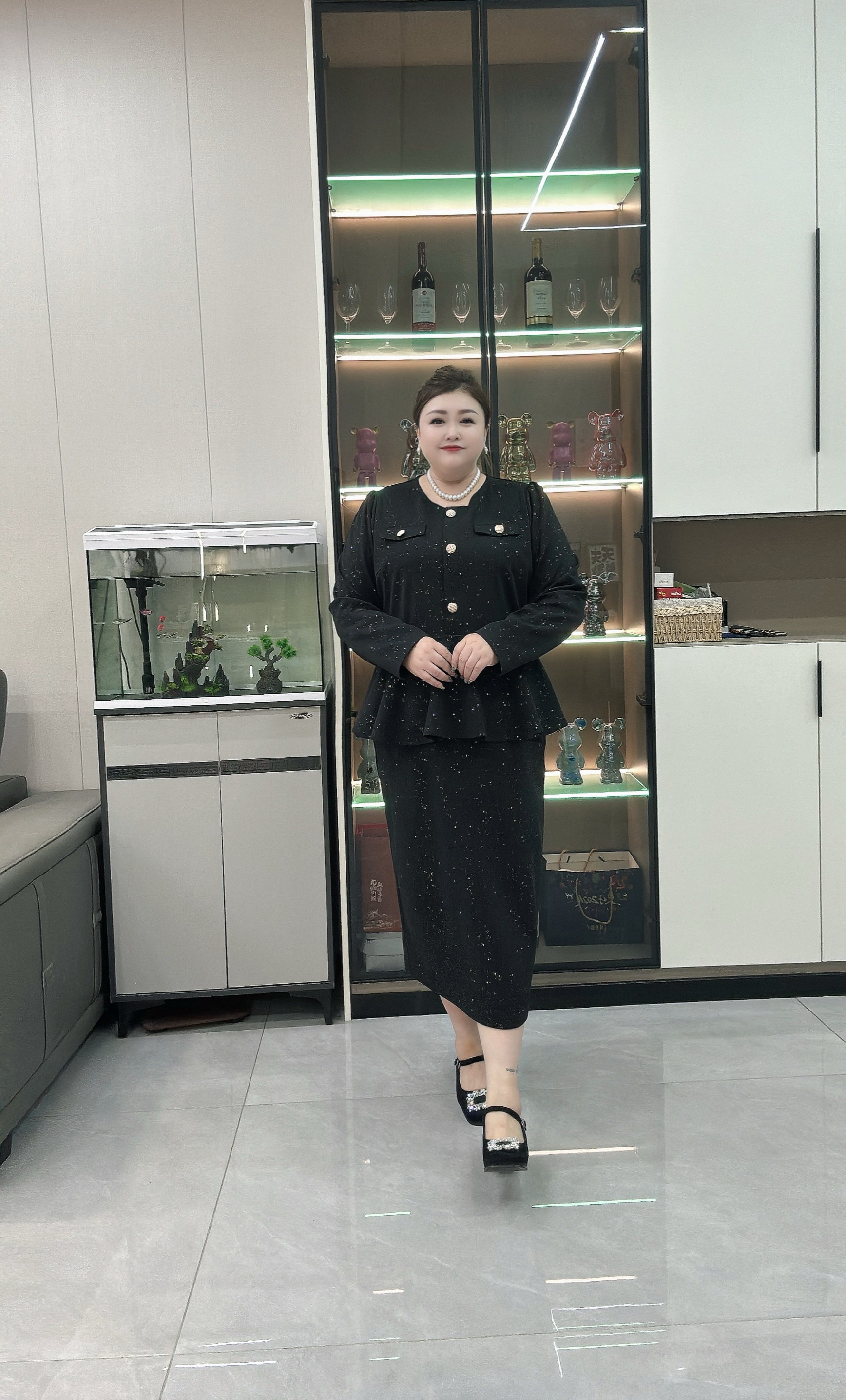【胖媛媛大码】胖mm秋冬独特长袖上衣显瘦半身裙韩系慵懒女装两件套