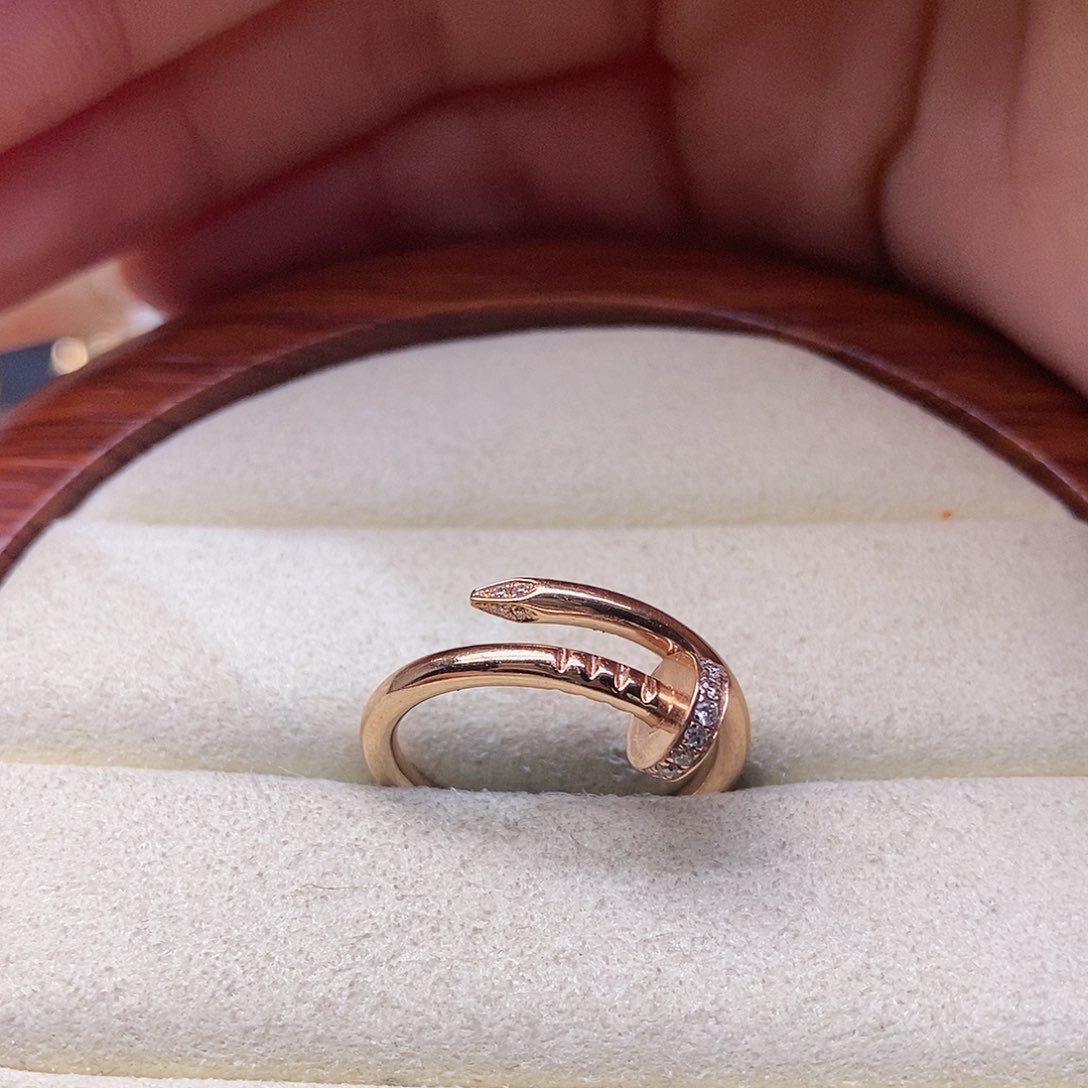 钻石戒指/指环18K金镶嵌钉子头尾钻窄k玫14