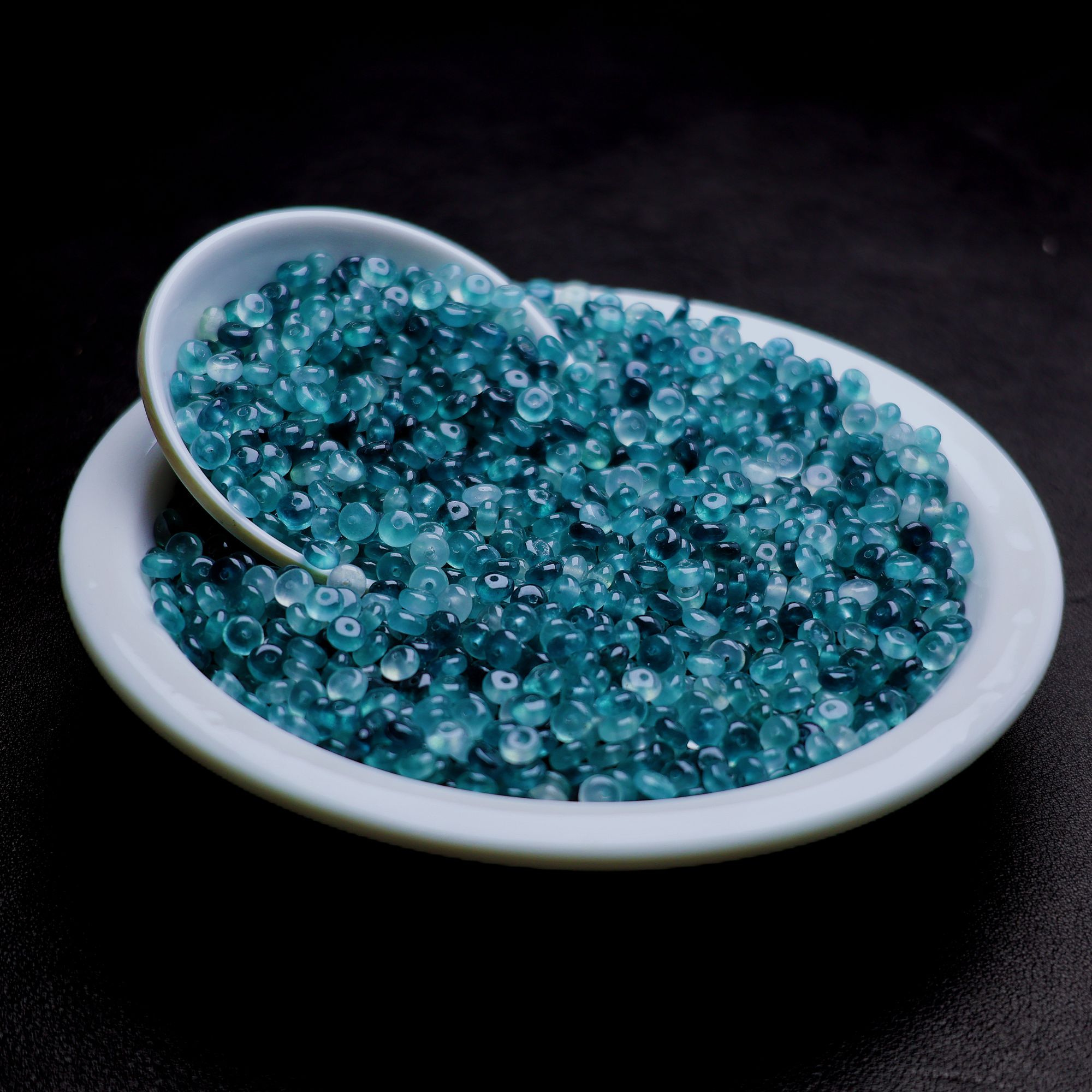 散珠W2357 老蓝水飘花算盘5*2MM*30颗