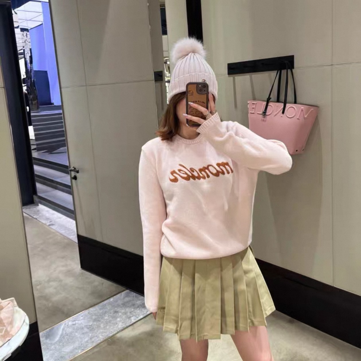 未使用 MONCLER Moncler 圆领针织长袖 浅粉S