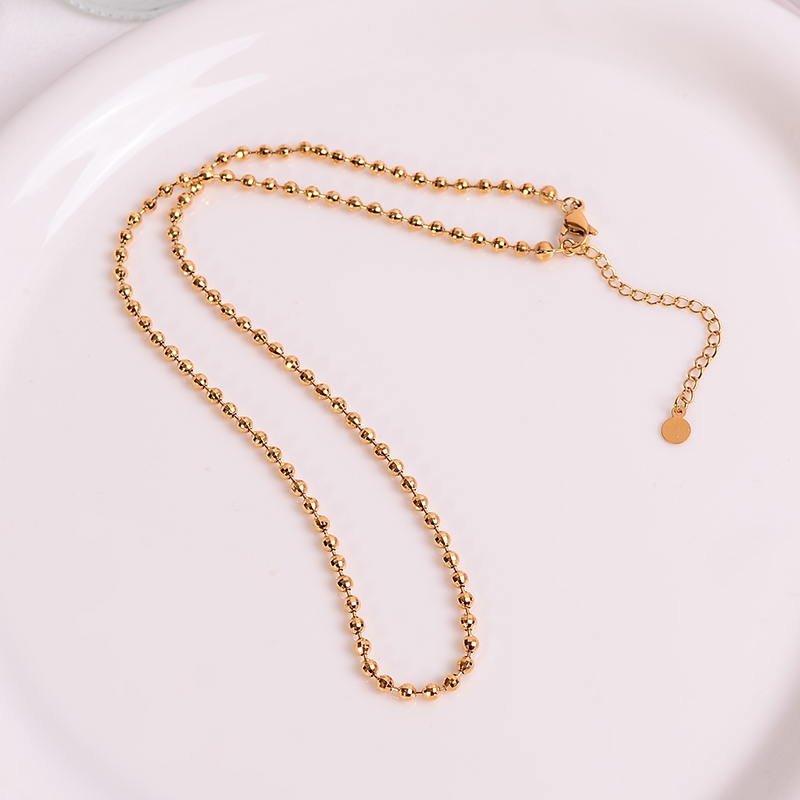 钛钢项链 爆闪蹦迪珠项链女可调节锁骨链圆珠素链不掉色叠戴饰品