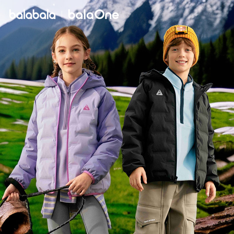 【balaOne】巴拉巴拉儿童羽绒服男童女童童装2025年冬季户外服防护