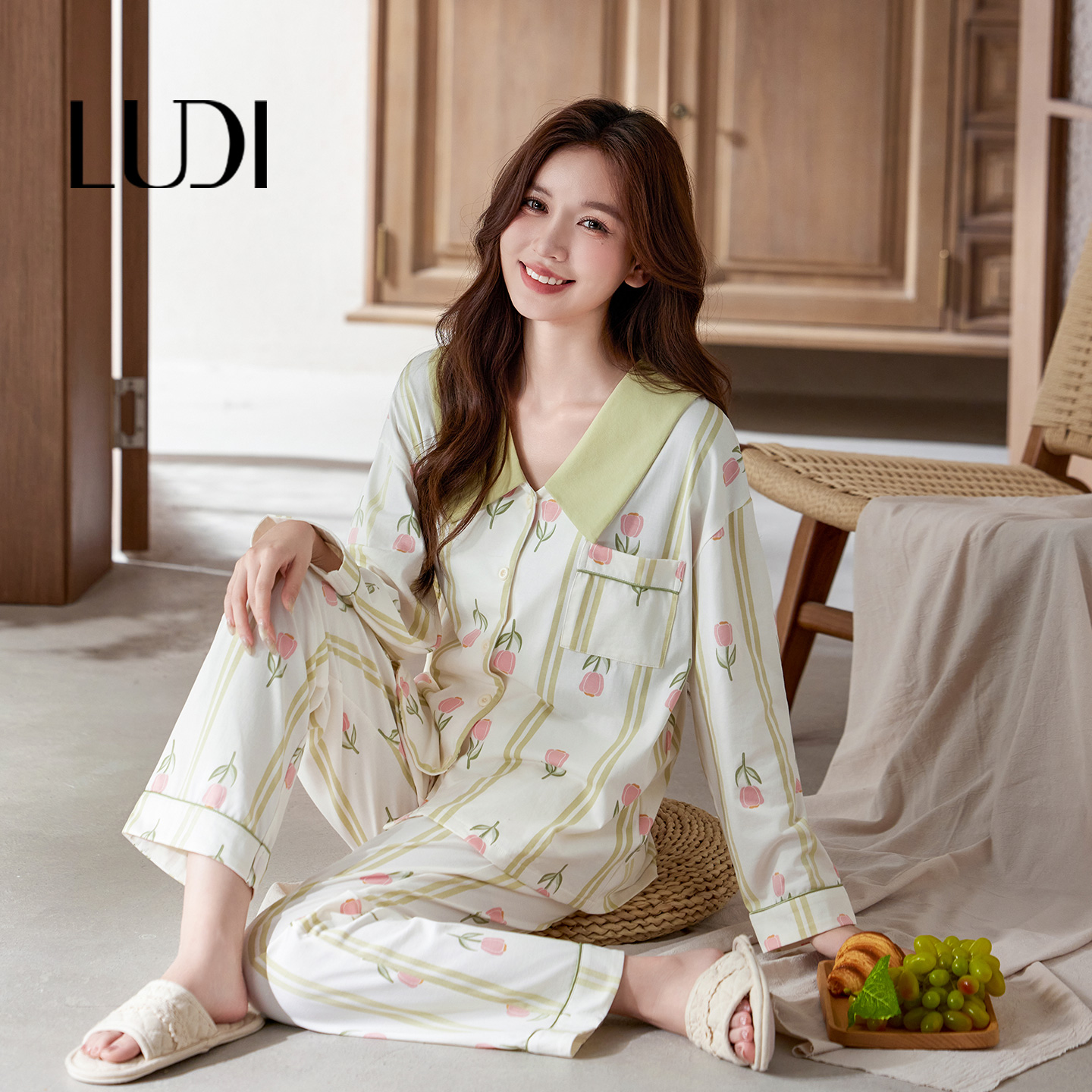 露迪尚品家居服LDC257261女款长袖长裤睡衣舒适健康亲肤