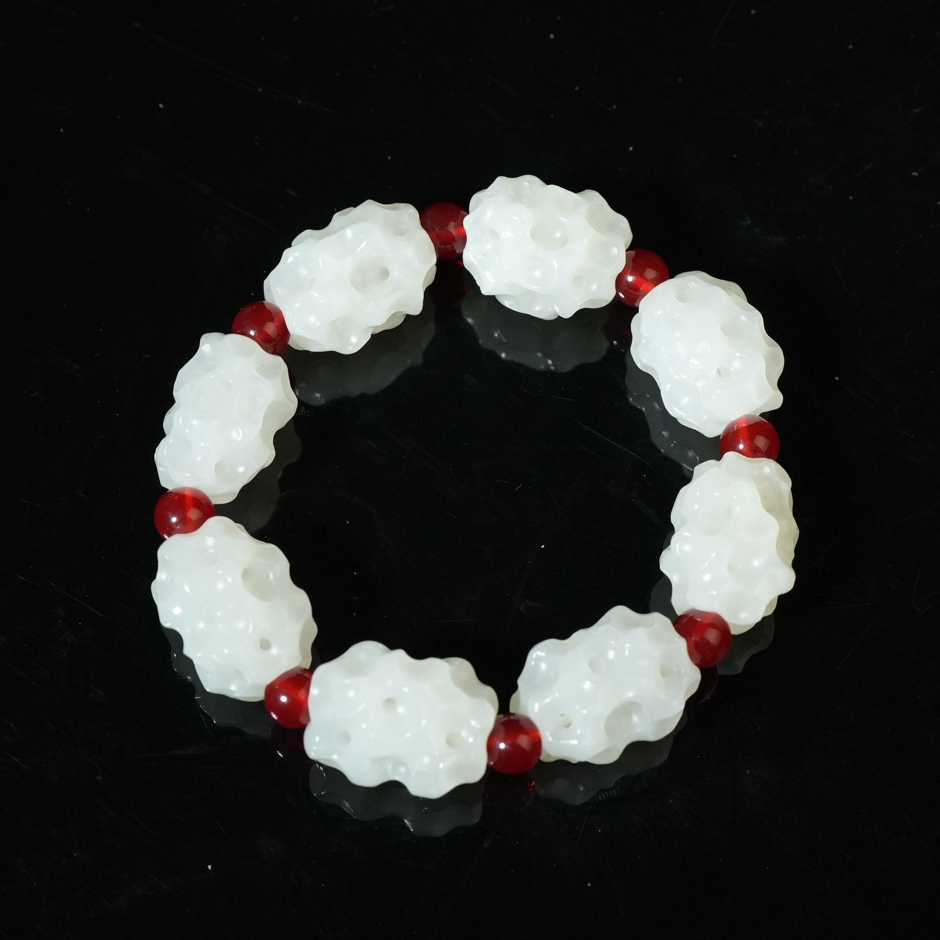 清代和田白玉洞石手串【华豫之门】ALF2412131059