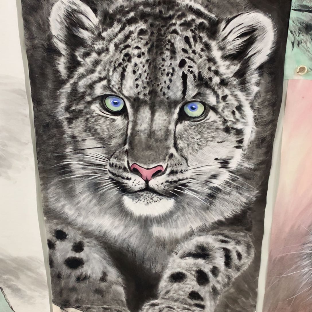 国画古*尘福利作品四尺手绘豹子