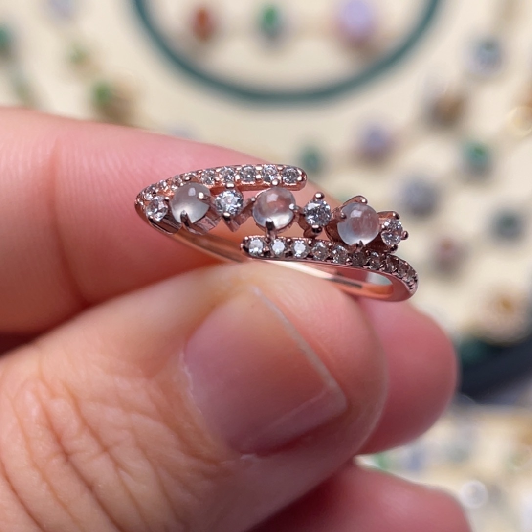 翡翠戒指银S925镶嵌纯天然缅甸翡翠