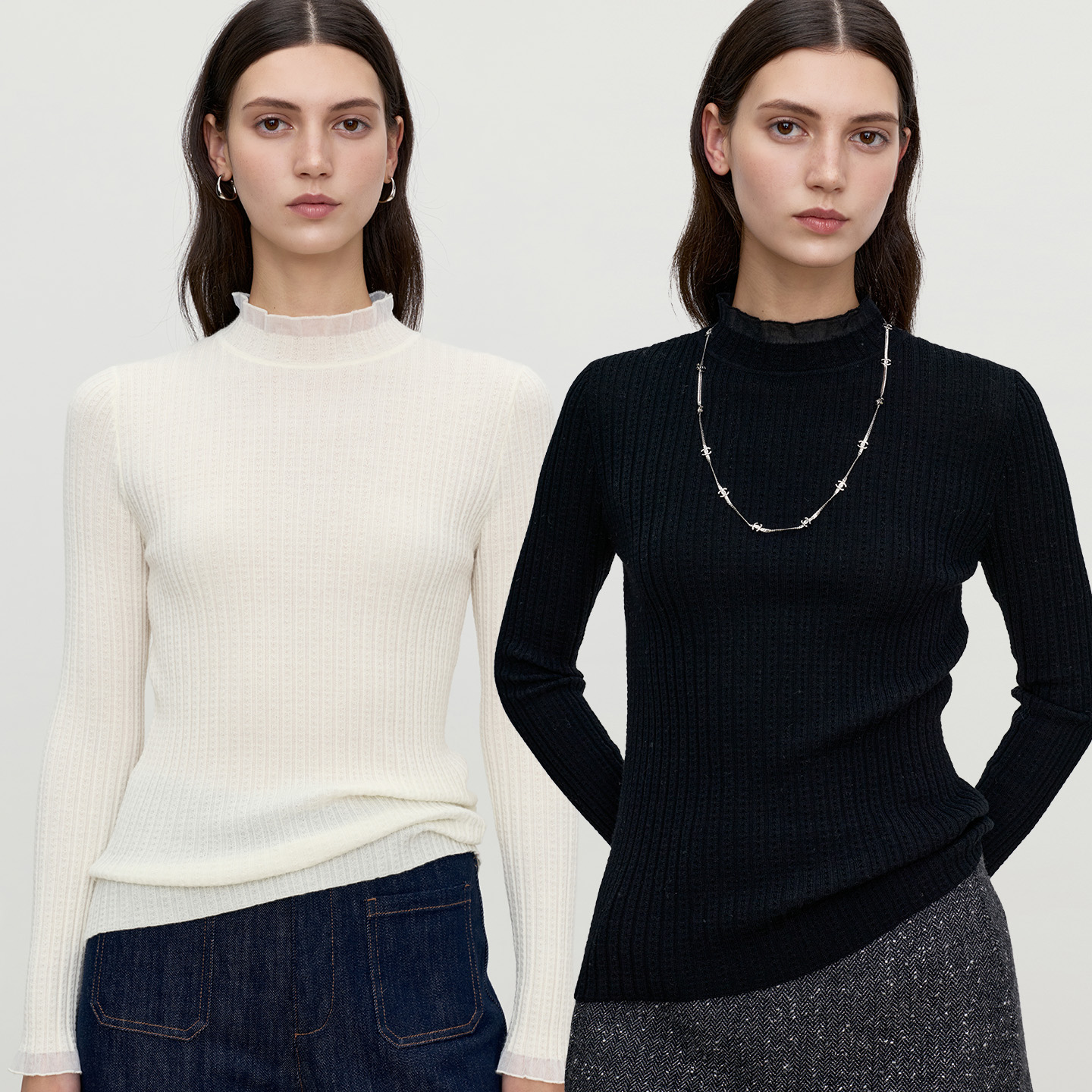 小岛微风【达播】“万能打底”精纺羊毛针织打底衫 M54T0037