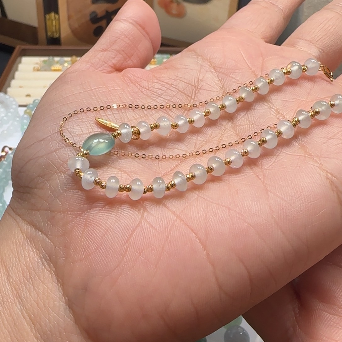 翡翠18K金镶嵌手链卡5