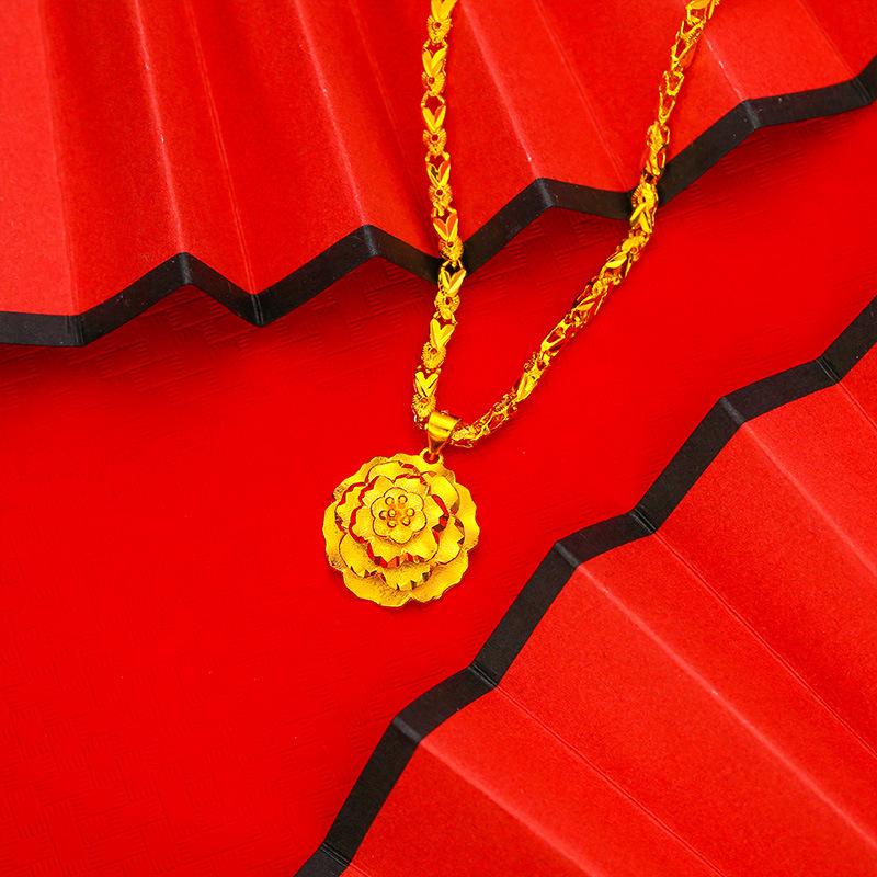 合金项链 孟加拉赤金【牡丹花项链】2025 女款时尚潮流经典百搭女士