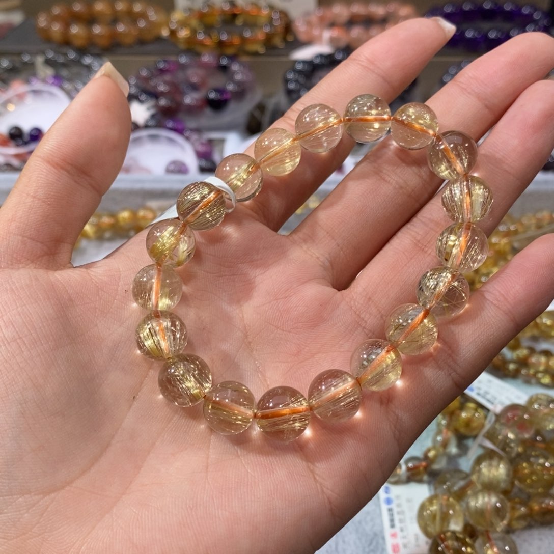 水晶手串未镶嵌金发晶10+