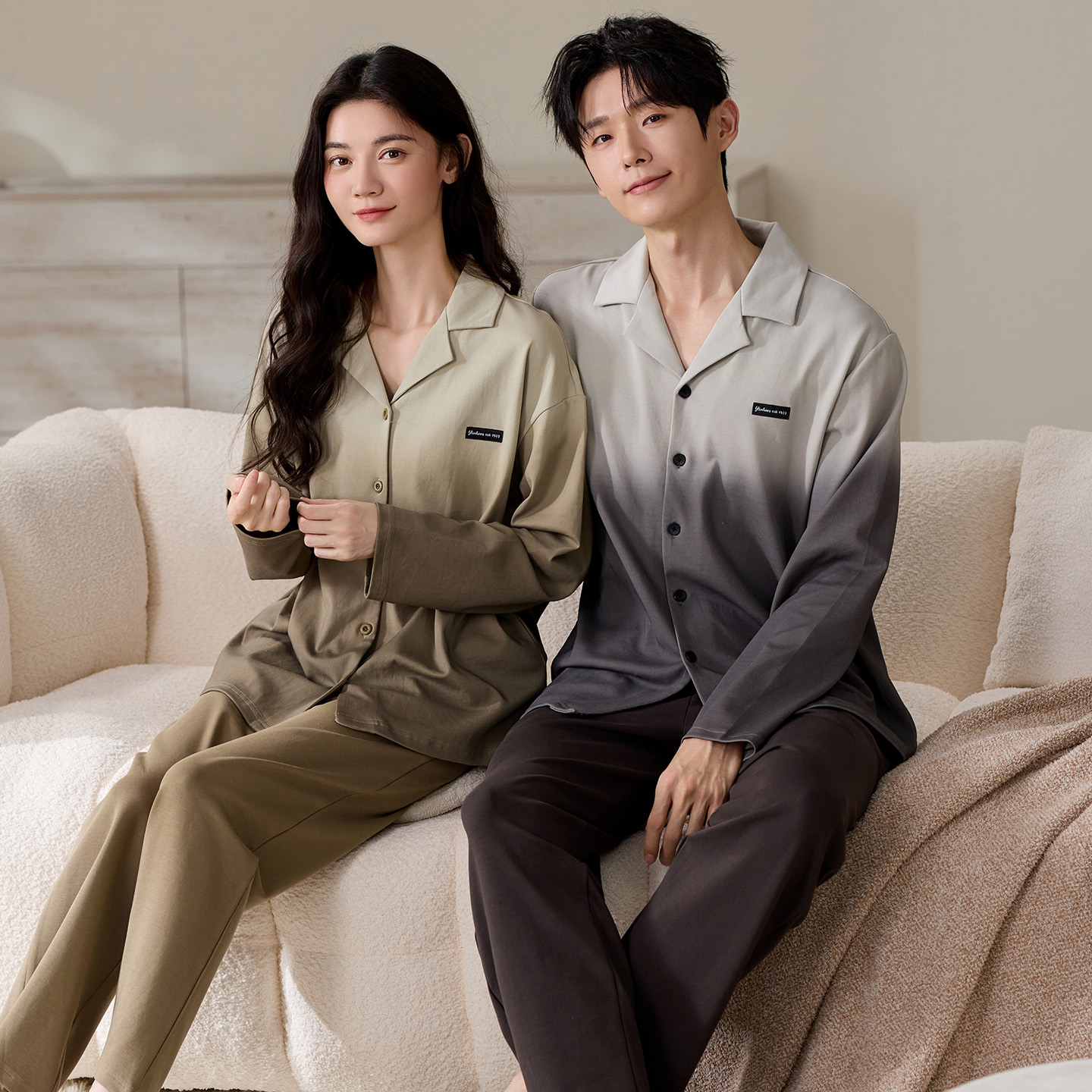 AM情侣秋季舒适家居服睡衣服套装