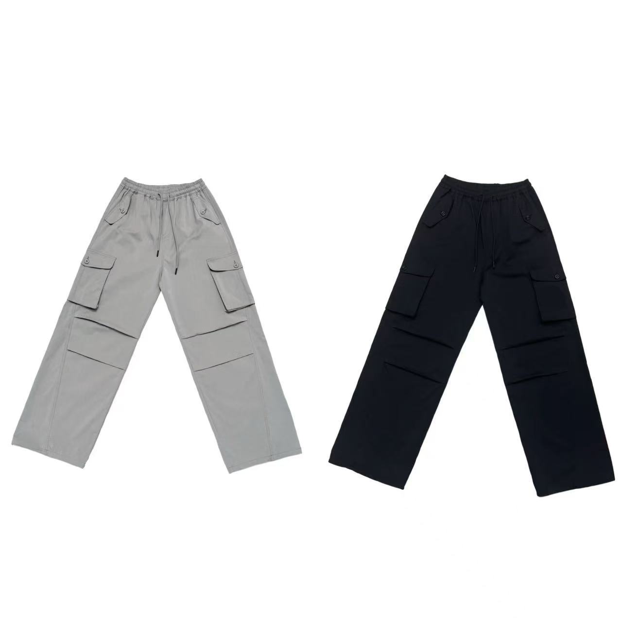 [ MQ]黑灰两色大口袋抽绳时尚百搭儿童直筒休闲工装裤(春日满满）