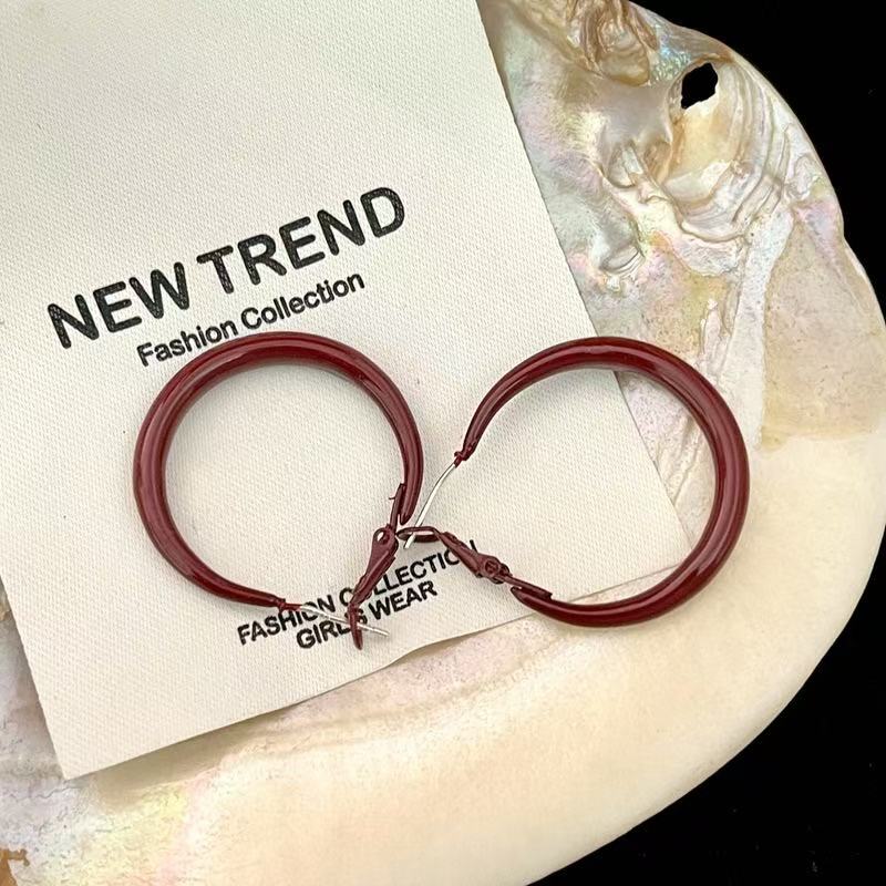 铜合金耳饰 手工气质时尚百搭情侣棕色红色简约耳环N2167A1