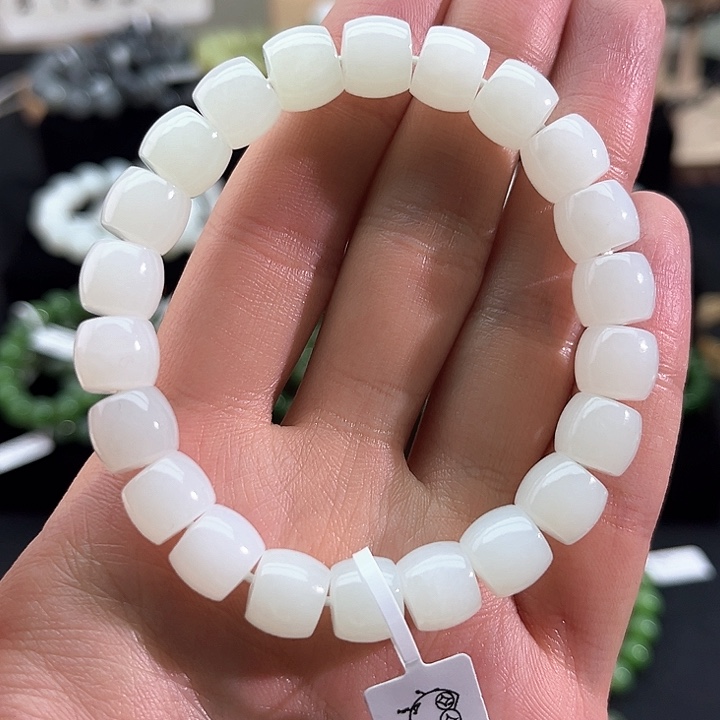 和田玉颈饰未镶嵌白玉-10mm老型直切-手串