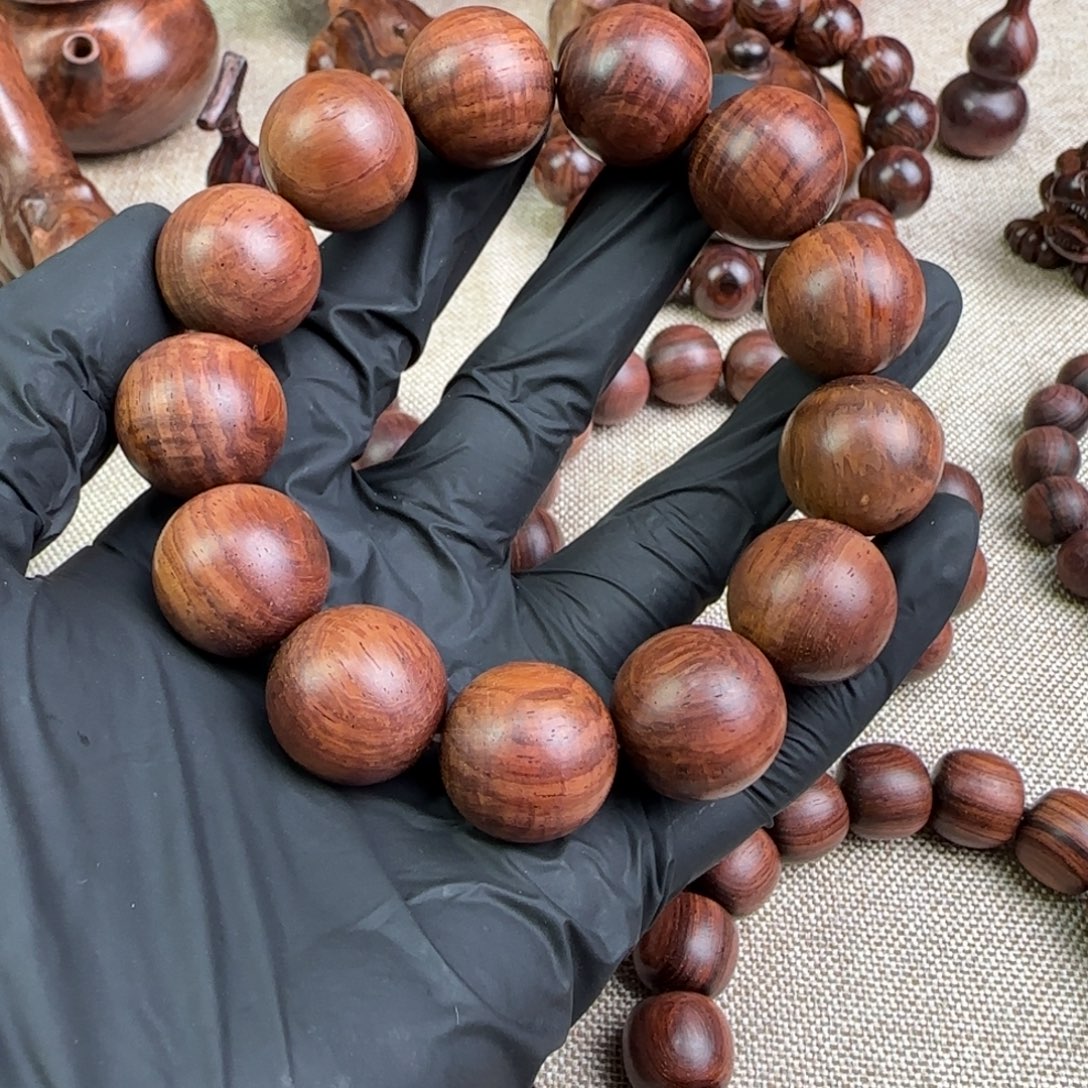 黄花梨/降香黄檀手串/手链多彩格子水波纹