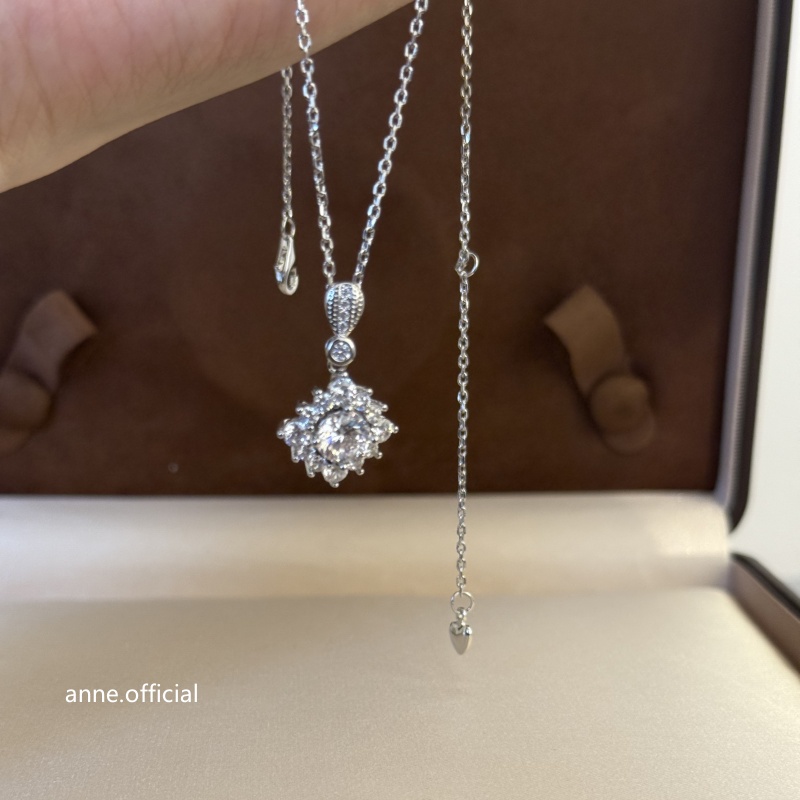 铜合金项链 几何公主灵动满锆太阳花项链【X820】