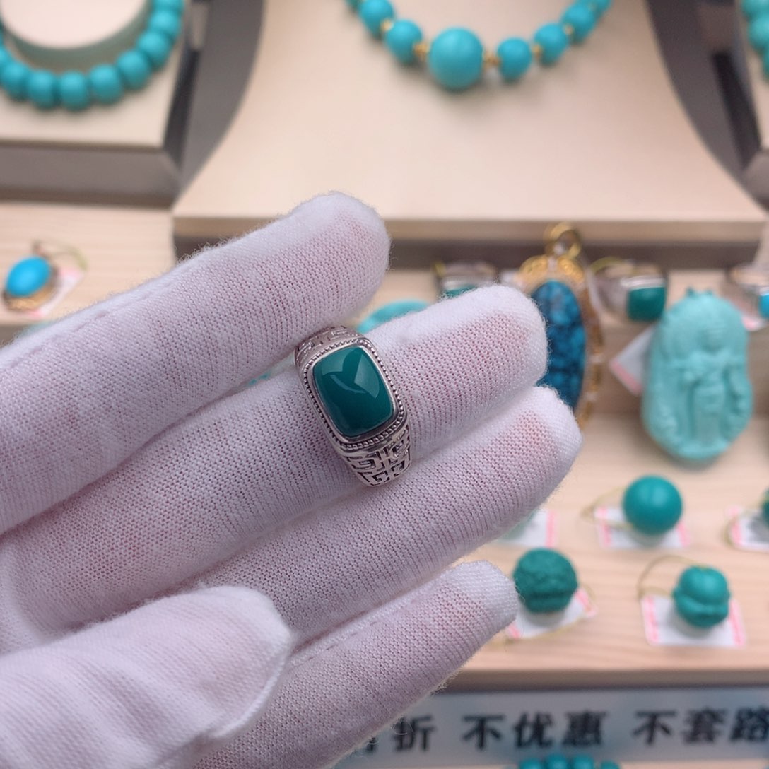 绿松石珠宝奇石银S925镶嵌
