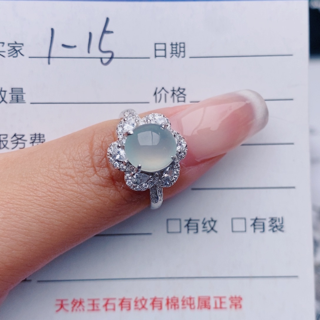 翡翠银S925镶嵌戒指戒指