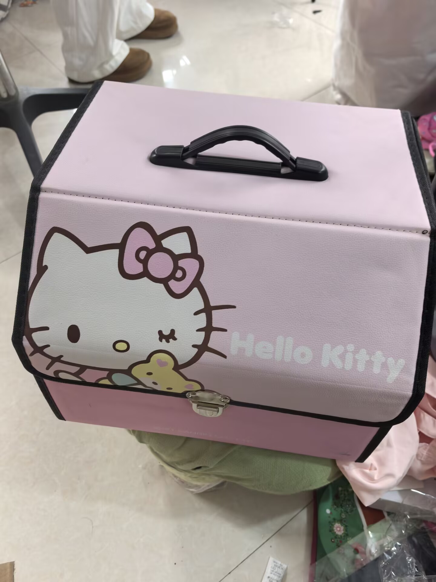 【微瑕】折叠粉色猫咪收纳箱