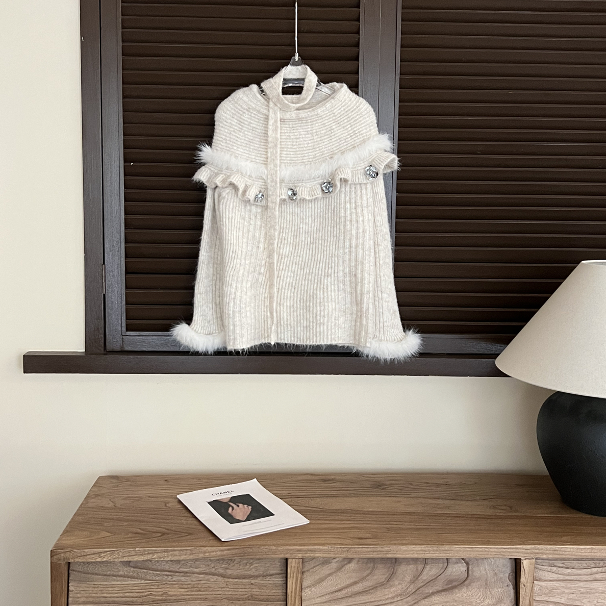 赵小小【露丝氛围】10252 毛边拼接针织衫毛衣羊毛慵懒氛围感上衣