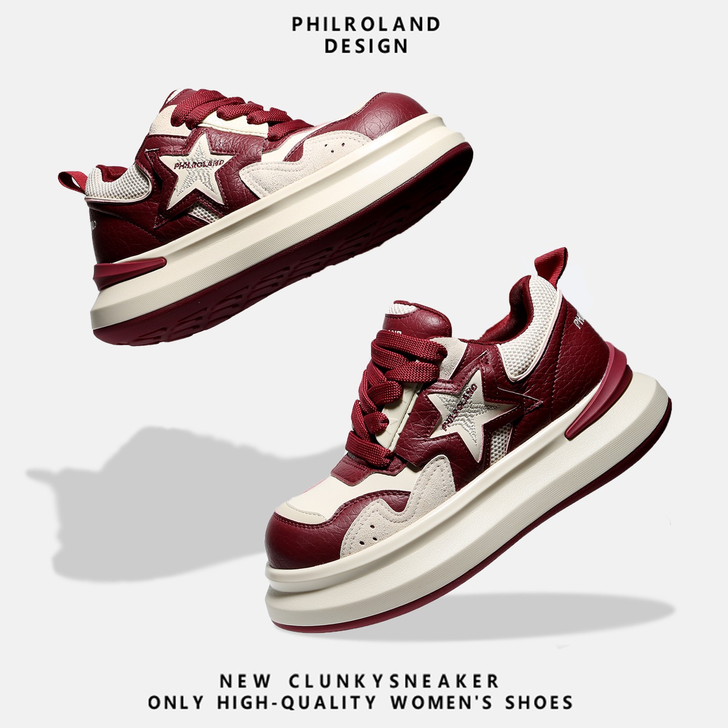 小众潮牌五角星面包鞋2025秋冬新款韩版真皮厚底运动鞋休闲鞋板鞋