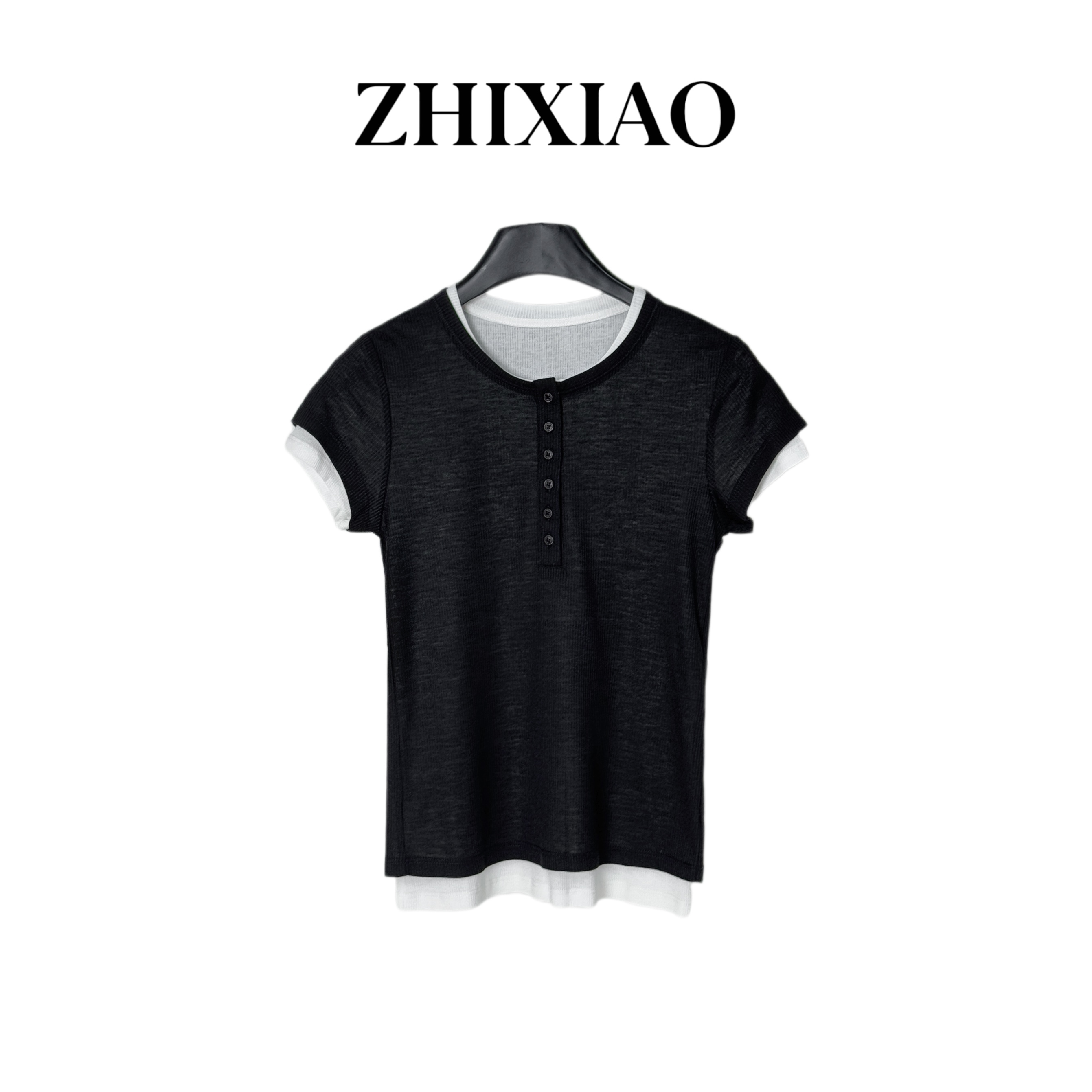 【ZHIXIAO】夏季新款：假两件短袖上衣51379