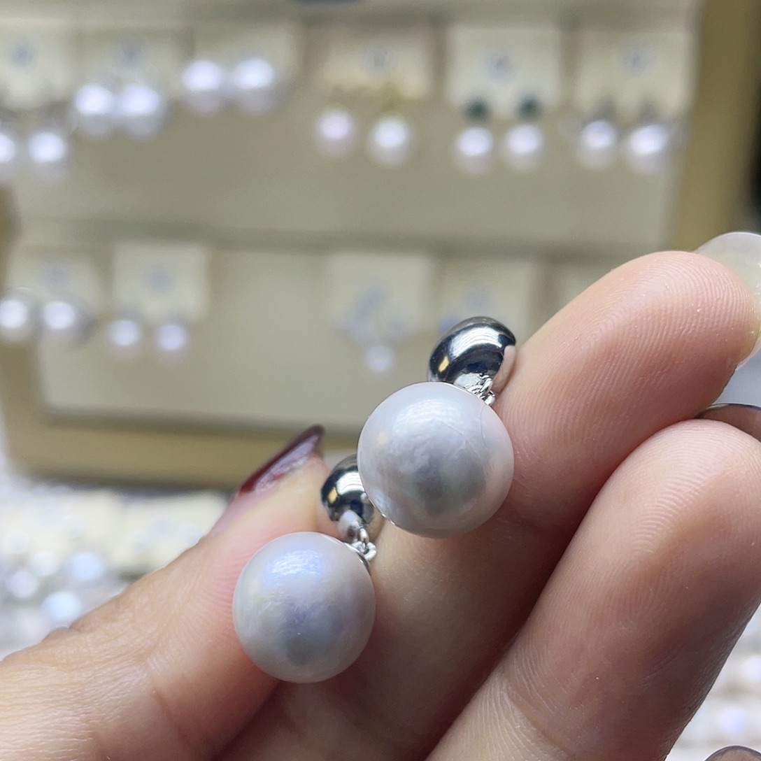 淡水珍珠耳饰银S925镶嵌