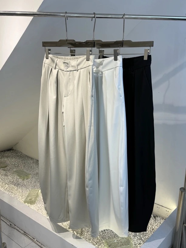 纯色免烫精致韩风春夏休闲裤四季通用微宽潮中腰常规款C6938-1