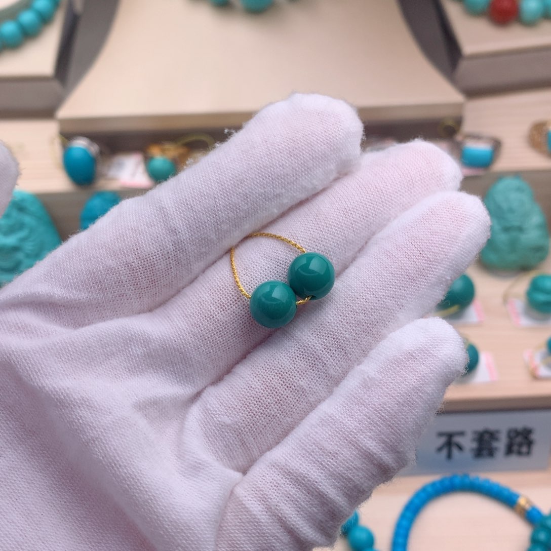绿松石珠宝奇石未镶嵌8.7mm