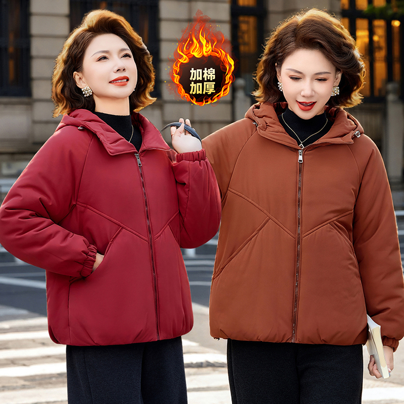 新款加棉秋冬棉衣连帽加厚棉服短款休闲宽松长袖外套冲锋衣夹克