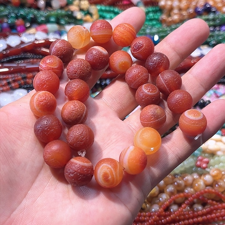 玛瑙/玉髓合金珠宝半成品橘皮玛瑙一条14mm