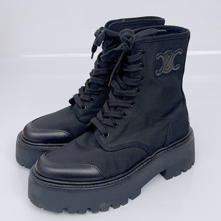 99新 Celine/思琳 36码/Celine/赛琳 帆布马丁靴/98新/ff0197