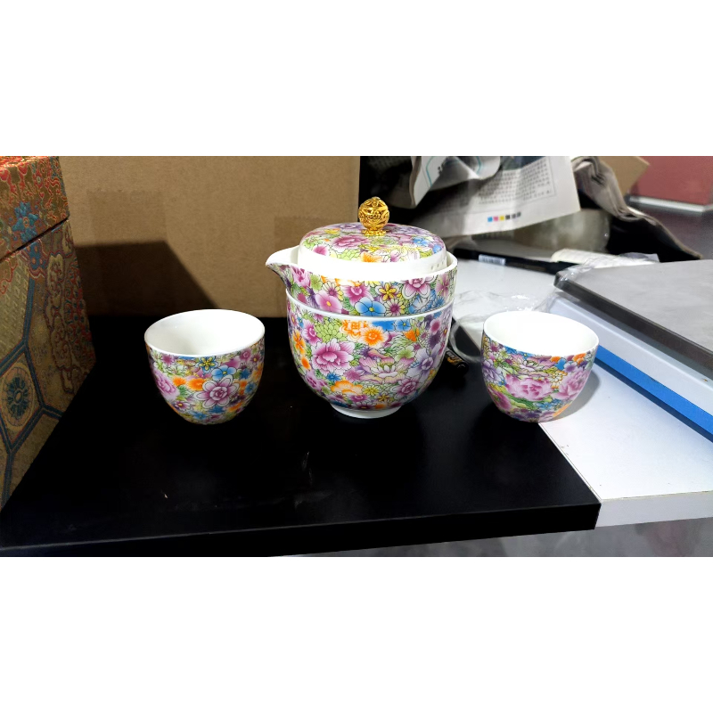 当代 珐琅彩一壶两杯旅行套（带包）-293