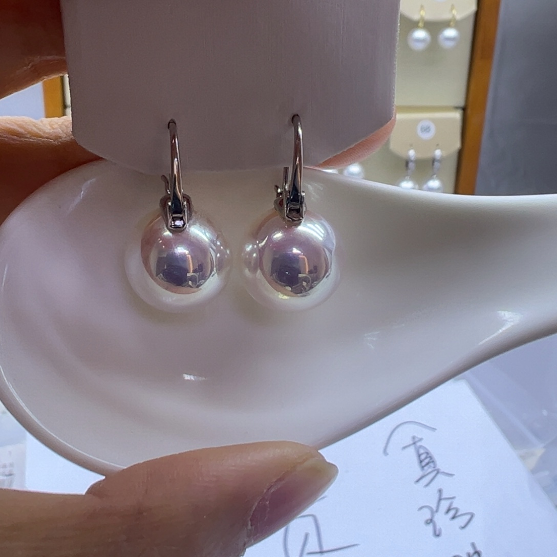 耳饰银S925镶嵌淡水珍珠