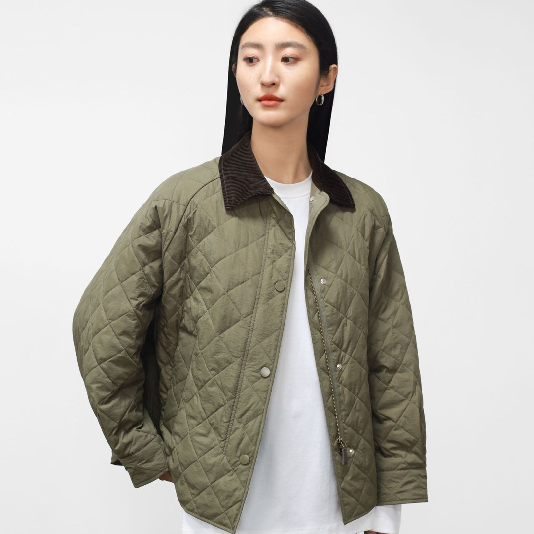 【简约工装棉服】秋冬时尚休闲菱格插肩袖保暖棉服外套