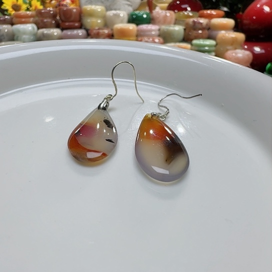 玛瑙/玉髓耳环银S925镀金镶嵌安****店