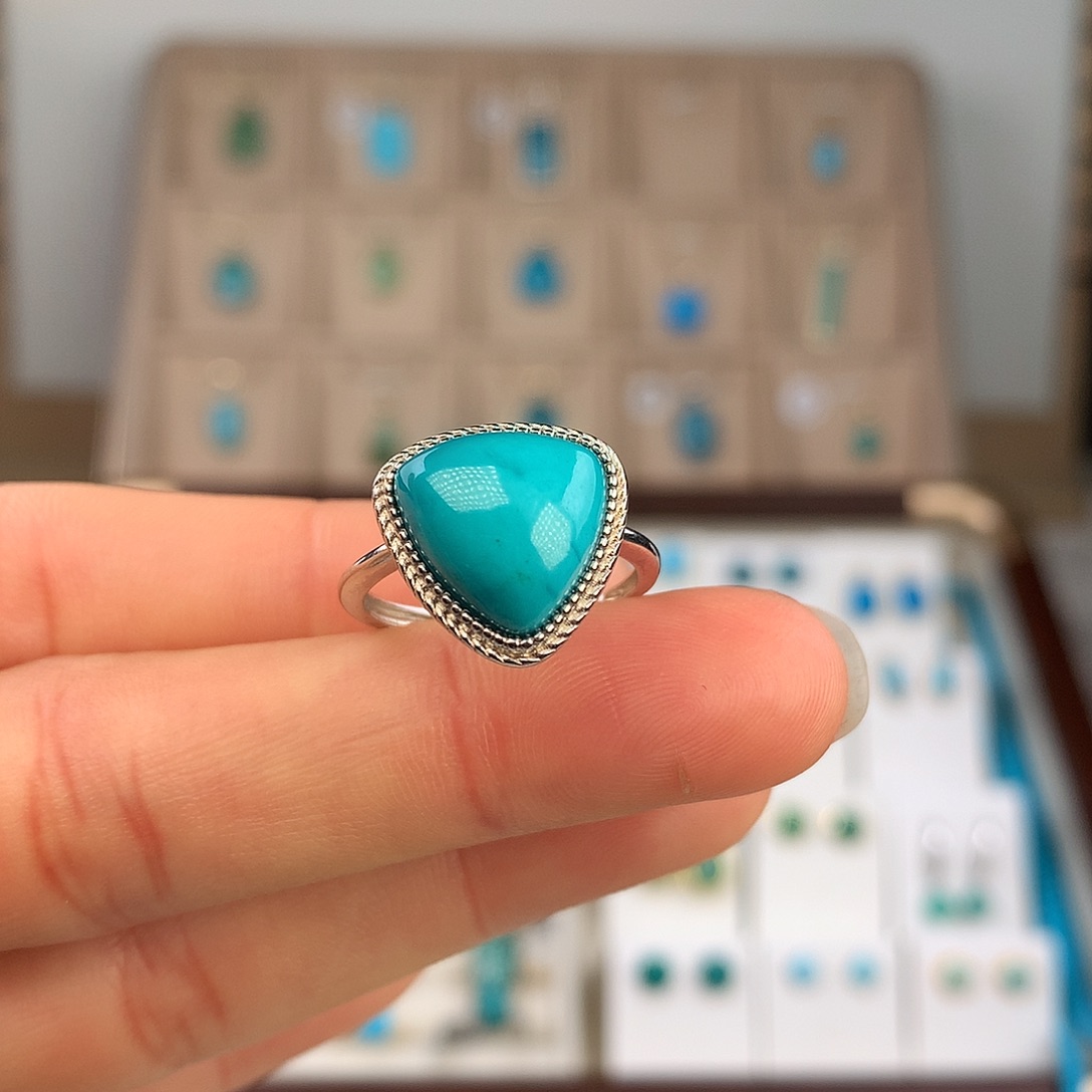 绿松石银S925镶嵌戒指