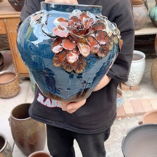 紫砂花盆高度25口径15