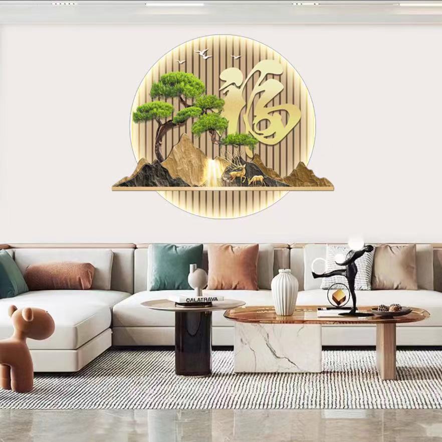 DK013书房新中式装饰画迎客松挂画过道走廊书房茶室办公室壁画